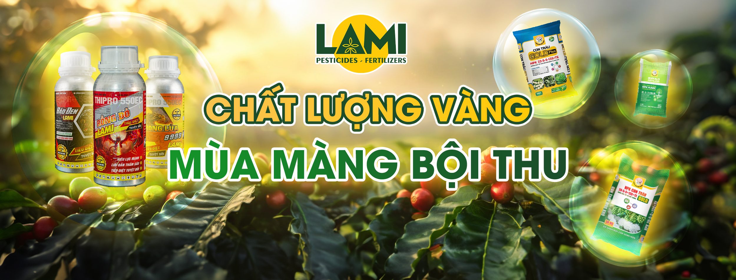 hình ảnh sản phẩm nông nghiệp lami và cây cà phê xanh tốt